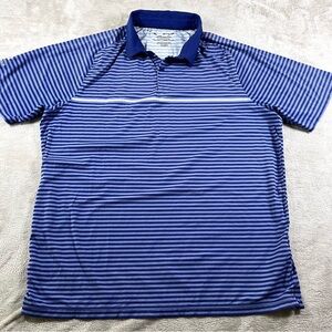 Under Armour polo‎ shirt mens XL blue purple stripe short sleeve golf loose